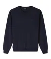 Apc Merino Wool Jumper With Tone-on-tone Embroidery In Black
