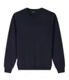 Apc Merino Wool Jumper With Tone-on-tone Embroidery In Blue