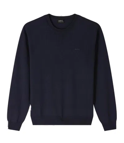 APC MERINO WOOL JUMPER WITH TONE-ON-TONE EMBROIDERY