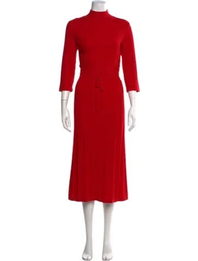 Pre-owned A.p.c. Merino Wool Midi Length Dress In Red