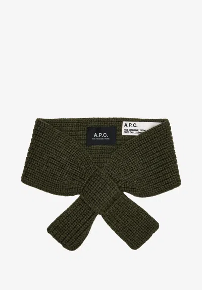 A.p.c. Merino Wool Scarf One Size Khaki Green