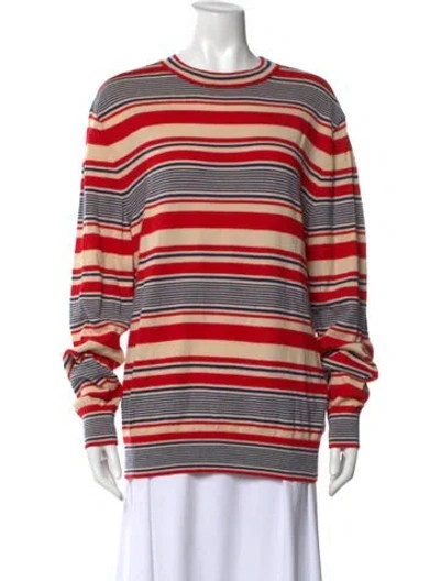 Pre-owned A.p.c. Merino Wool Striped Sweater In Red