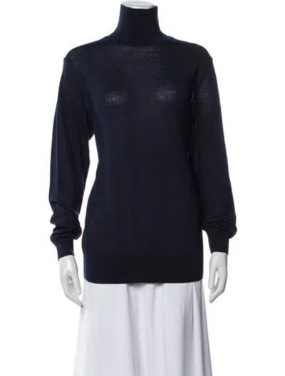 Pre-owned A.p.c. Merino Wool Turtleneck Sweater In Blue