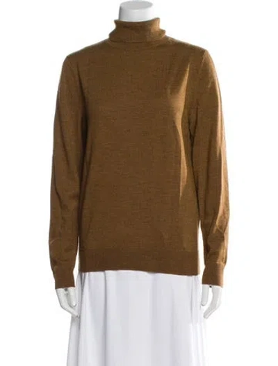 Pre-owned A.p.c. Merino Wool Turtleneck Sweater In Brown
