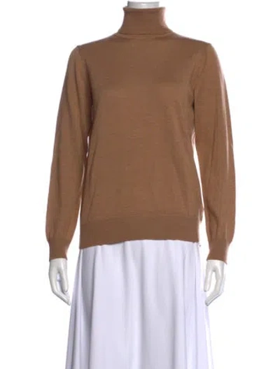 Pre-owned A.p.c. Merino Wool Turtleneck Sweater In Brown