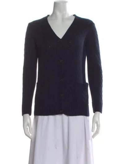 Pre-owned A.p.c. Merino Wool V-neck Sweater In Blue