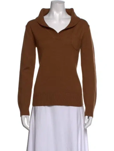 Pre-owned A.p.c. Merino Wool V-neck Sweater In Brown
