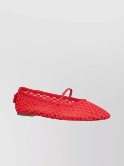 Apc Mesh Round Toe Flat Sole Ballerina Shoes In Red