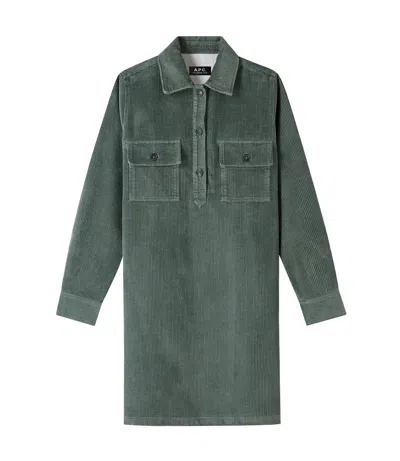 Apc Mia Dress In Kac - Almond Green
