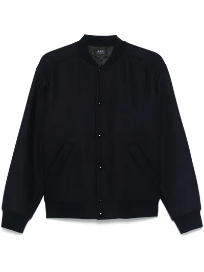 Apc Micky Virgin Wool-blend Twill Bomber Jacket In Blue