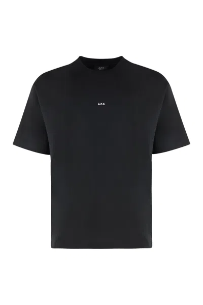 A.p.c. A. P.c. Boxy Micro Logo Cotton Crew-neck T-shirt In Black