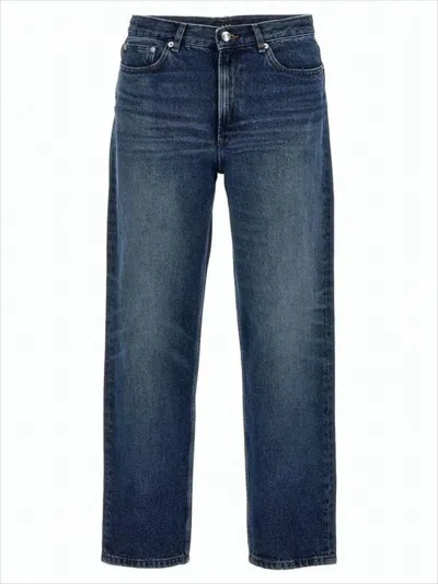APC MID-BLUE STRAIGHT-LEG DENIM PANTS WITH FADING