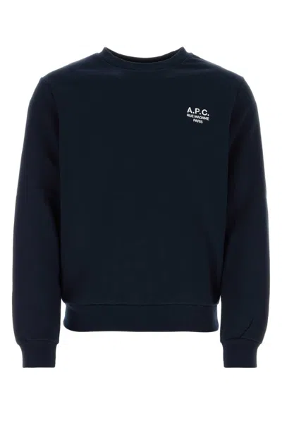 APC A. P.C. MEN MIDNIGHT BLUE COTTON SWEATSHIRT, S LUXURY SWEATSHIRTS & HOODIES FOR MEN DARVEYS