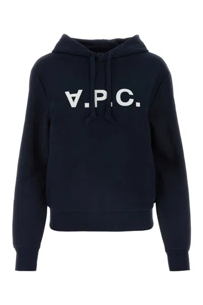 Apc Midnight Blue Cotton Sweatshirt In Black