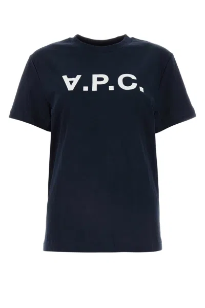 Apc A.p.c. Midnight Blue Cotton T Shirt