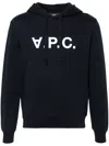 Apc A.p.c. Milo Hoodie With Flocked Logo Print In Blue
