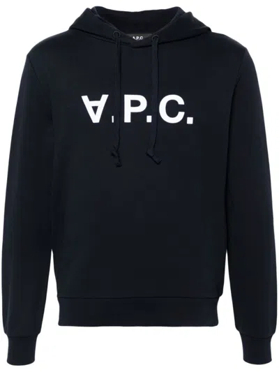 APC A.P.C. MIDNIGHT BLUE ORGANIC COTTON BLEND HOODIE