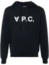 Apc A.p.c. Milo Hoodie With Flocked Logo Print In Black