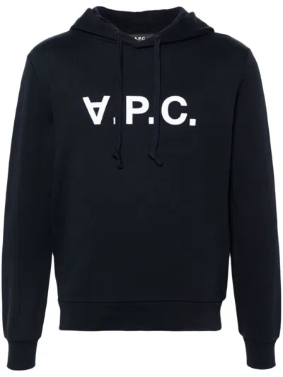 Apc Midnight Blue Organic Cotton Blend Hoodie In Black