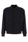 Apc A.p.c. Midnight Blue Wool Blend Bomber Jacket In Black