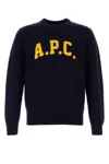 Apc A. P.c. Virgin Wool Logo Sweater In Darknavy
