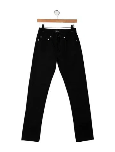 Pre-owned A.p.c. Mid-rise Straight Leg Jeans In Black
