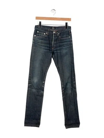 Pre-owned A.p.c. Mid-rise Straight Leg Jeans In Blue