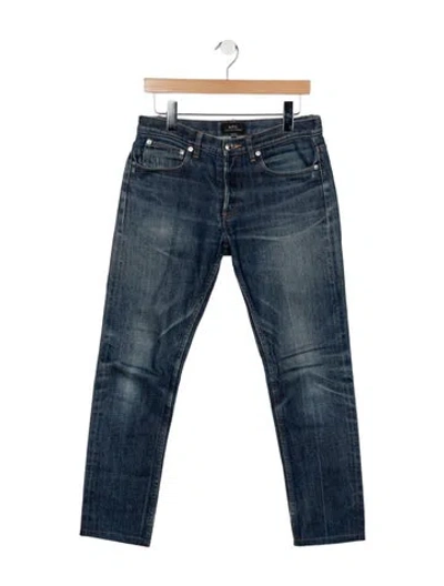 Pre-owned A.p.c. Mid-rise Straight Leg Jeans In Blue