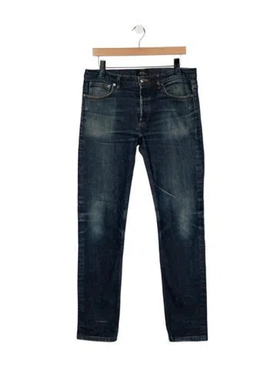 Pre-owned A.p.c. Mid-rise Straight Leg Jeans In Blue