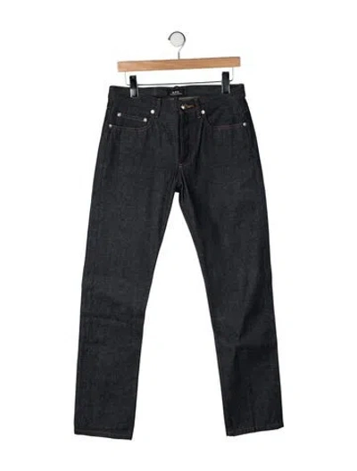 Pre-owned A.p.c. Mid-rise Straight Leg Jeans In Gray