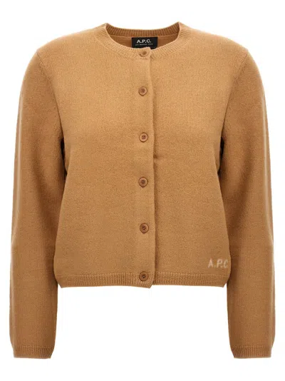 Apc Mila Button-up Knitted Cardigan In Brown