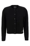 Apc Crew Neck Wool Cardigan Mila In Black