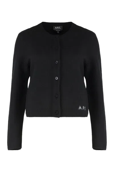 Apc A.p.c. Mila Virgin Wool Cardigan In Black