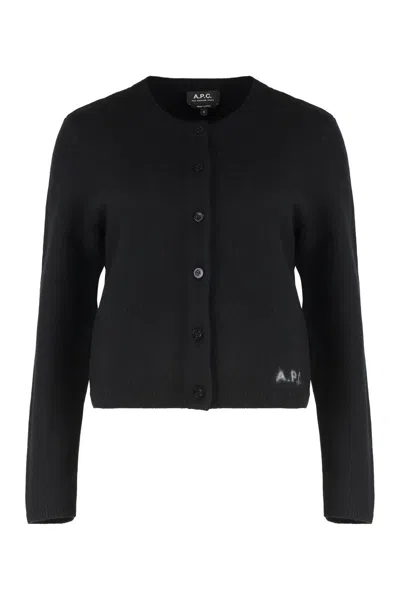 Apc A.p.c. Mila Virgin Wool Cardigan In Black
