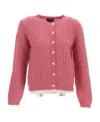 Apc Milena Metallic-threading Ribbed Cardigan In Pink