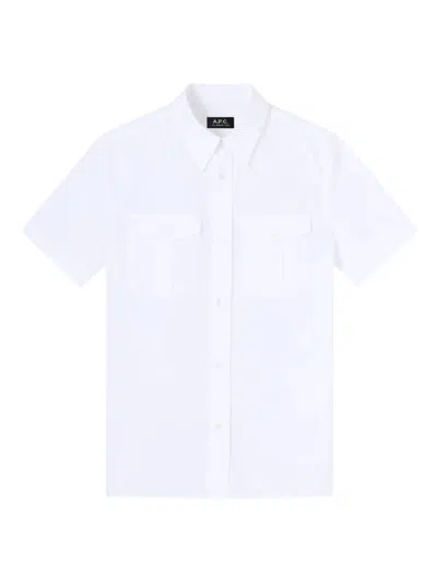 Apc Milesa Short-sleeve Flap-pocket Shirt In White
