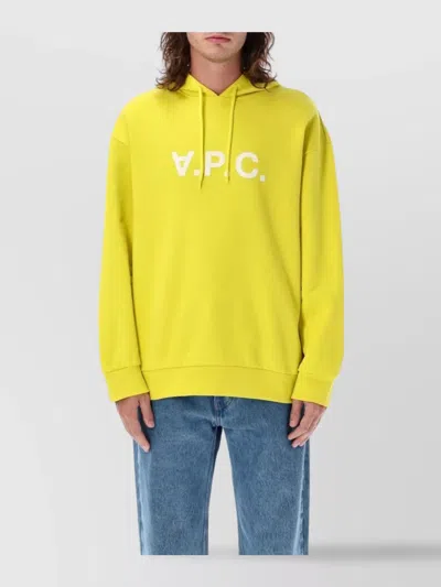 Apc A.p.c. Logo Printed Drawstring Hoodie In Yellow