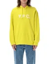 Apc A.p.c. Logo Printed Drawstring Hoodie In Yellow