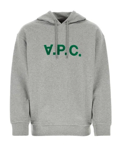 Apc Milo Logo-flocked Hoodie In Gray