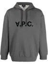 Apc Milo Logo-print Drawstring Hoodie In Pla Heather Grey