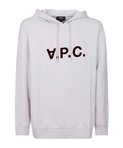 Apc A.p.c. Logo Printed Drawstring Hoodie In Purple