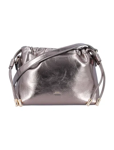 Apc A.p.c. Mini Compact Shoulder Bag For Women - Fw25 Collection In Silver