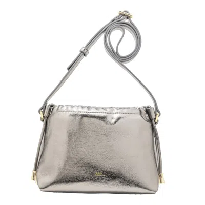 Apc A.p.c. Mini Dark Silver Metallic Bag With Gathered Closure In Gray