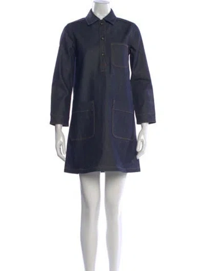 Pre-owned A.p.c. Mini Dress In Blue