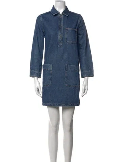 Pre-owned A.p.c. Mini Dress In Blue