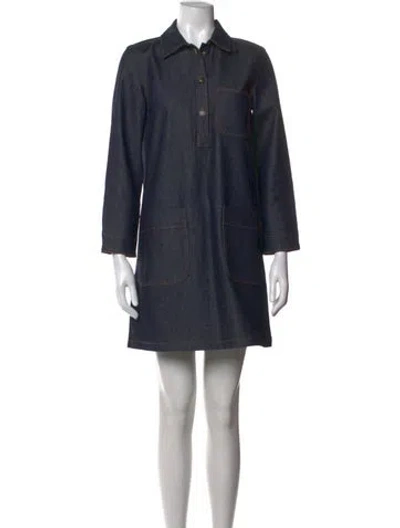Pre-owned A.p.c. Mini Dress In Blue