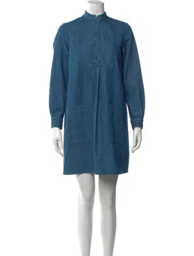 Pre-owned A.p.c. Mini Dress In Blue