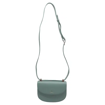 Pre-owned A.p.c. Mini Geneve Crossbody Bag In Green Leather