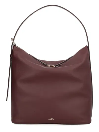 Apc A.p.c. Mini Goat Leather Shoulder Bag In Brown
