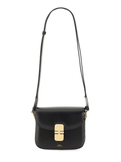 A.p.c. Grace Mini Gold-tone Clasp Shoulder Bag In Black